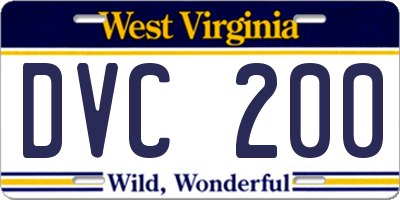 WV license plate DVC200