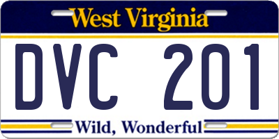 WV license plate DVC201