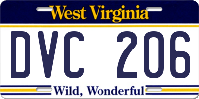 WV license plate DVC206