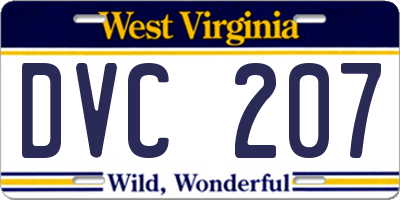 WV license plate DVC207