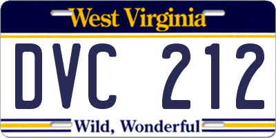 WV license plate DVC212