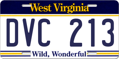 WV license plate DVC213
