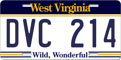 WV license plate DVC214