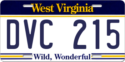 WV license plate DVC215