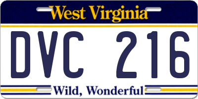 WV license plate DVC216