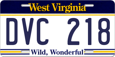 WV license plate DVC218