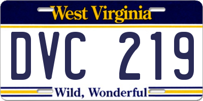 WV license plate DVC219