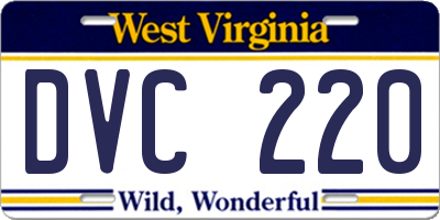 WV license plate DVC220