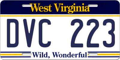 WV license plate DVC223