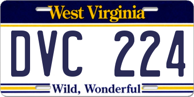 WV license plate DVC224