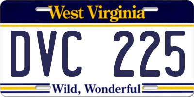 WV license plate DVC225
