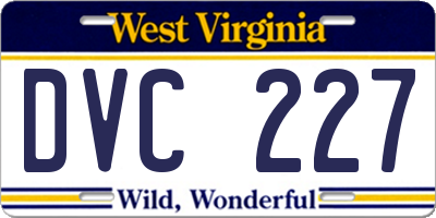 WV license plate DVC227