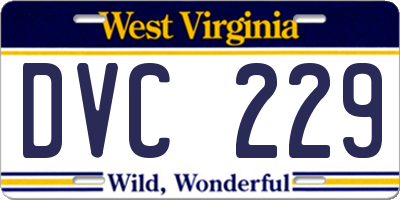WV license plate DVC229