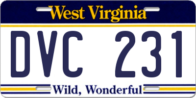 WV license plate DVC231