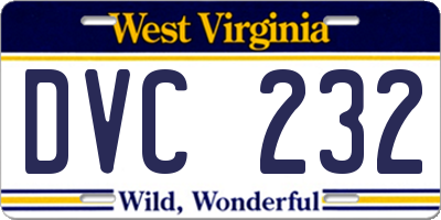 WV license plate DVC232