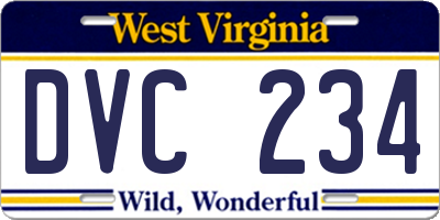 WV license plate DVC234
