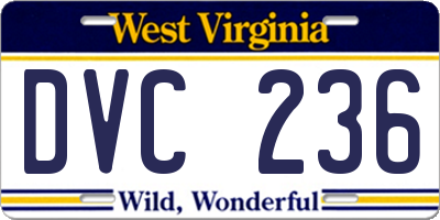 WV license plate DVC236