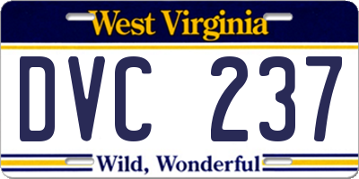 WV license plate DVC237