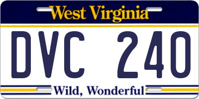 WV license plate DVC240