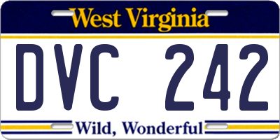 WV license plate DVC242