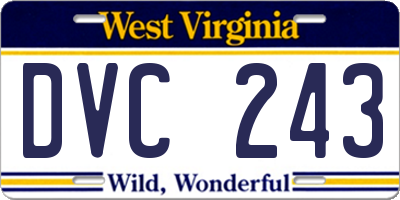 WV license plate DVC243