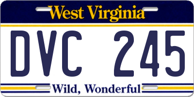 WV license plate DVC245