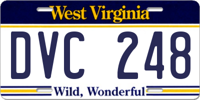 WV license plate DVC248