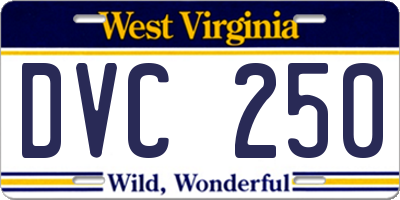 WV license plate DVC250