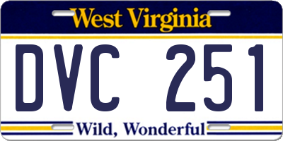 WV license plate DVC251