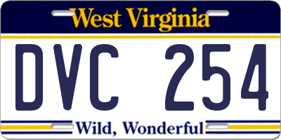 WV license plate DVC254