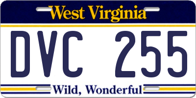 WV license plate DVC255
