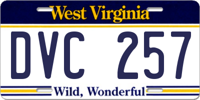 WV license plate DVC257