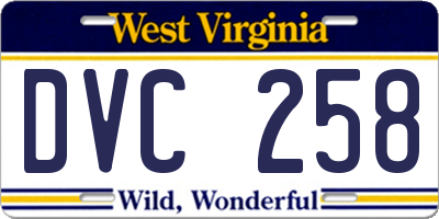 WV license plate DVC258