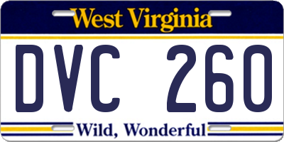 WV license plate DVC260