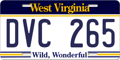 WV license plate DVC265