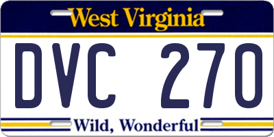WV license plate DVC270