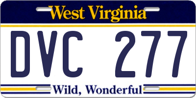 WV license plate DVC277