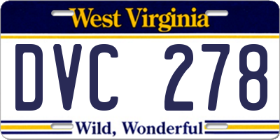 WV license plate DVC278