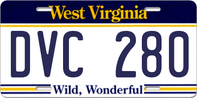 WV license plate DVC280