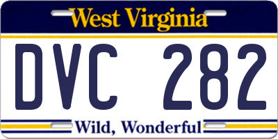 WV license plate DVC282