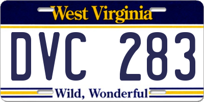 WV license plate DVC283