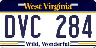 WV license plate DVC284