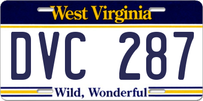 WV license plate DVC287