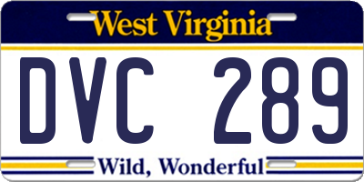 WV license plate DVC289