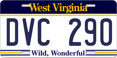 WV license plate DVC290