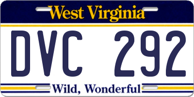 WV license plate DVC292