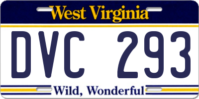 WV license plate DVC293