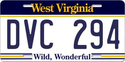 WV license plate DVC294