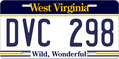 WV license plate DVC298