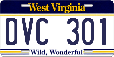 WV license plate DVC301